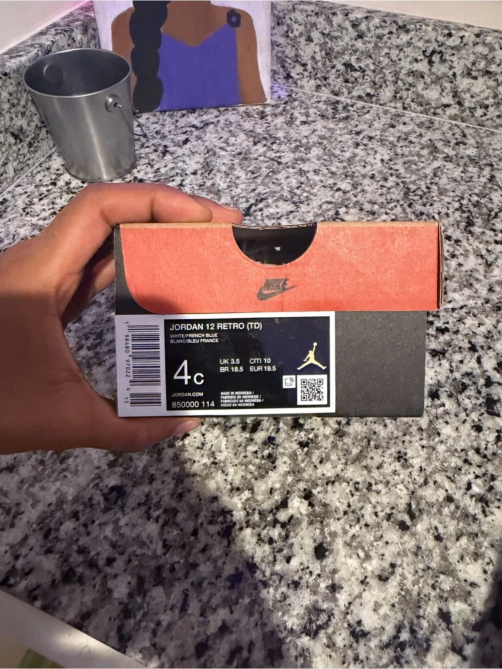 Jordan Kids White and Navy High-Top Sneaker